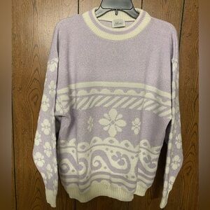 Vintage Alicia Sweater Geo Pattern 80’s shiny/sparkly women’s plus size